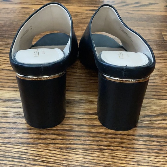 Cole Haan Black Leather 'Laree' Block Heel Open Toe Mules Size 7 - Picture 7 of 7